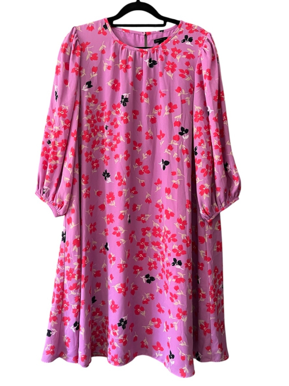 Ann Taylor Pink & Red Floral 3/4 Sleeve Dress - Size M